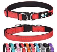 Haoyueer Padded Dog Collar Reflective Dog Collars for Small Medium Large Dogs Comfortable Soft Neoprene Adjustable Basic Dog Collars (L, Red)