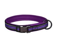 haoyueer Reflective Nylon Dog Collar with Safety Buckle, Adjustable Pet Collars with Soft Neoprene Padding for Small Medium Large Dogs (L fit neck 50-65cm, Purple)