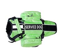 Haoyueer SERVICE DOG BACKPACK Harness vest Removable Saddle Bags with label Patches (L Fits Girth 26-31", Green)