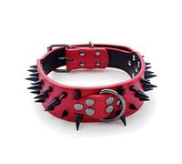 haoyueer Sharp Spiked Studded Dog Collar 2 Inch Width Stylish Leather Dog Collars for Medium & Large Dogs Pitbull,Labrador,Boxer Rottweiler German Shepherd … (S, Red-1)