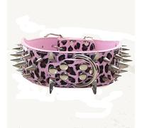 haoyueer Sharp Spiked Studded Dog Collar 2 Inch Width Stylish Leather Dog Collars for Medium & Large Dogs Pitbull,Labrador,Boxer Rottweiler German Shepherd … (S, Pink Leopard)