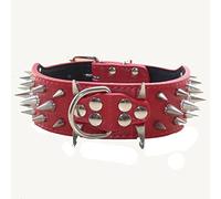 haoyueer Sharp Spiked Studded Dog Collar 2 Inch Width Stylish Leather Dog Collars for Medium & Large Dogs Pitbull,Labrador,Boxer Rottweiler German Shepherd … (XL, Red)