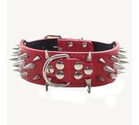 haoyueer Sharp Spiked Studded Dog Collar 2 Inch Width Stylish Leather Dog Collars for Medium & Large Dogs Pitbull,Labrador,Boxer Rottweiler German Shepherd … (S, Red)