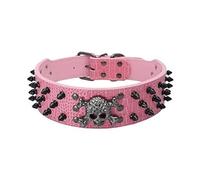 haoyueer Sharp Spiked Studded Dog Collar 2 Inch Width Stylish Leather Dog Collars for Medium & Large Dogs Pitbull,Labrador,Boxer Rottweiler German Shepherd … (L, Pink-3)