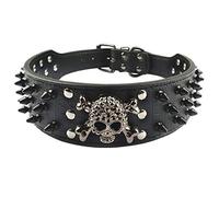 haoyueer Sharp Spiked Studded Dog Collar 2 Inch Width Stylish Leather Dog Collars for Medium & Large Dogs Pitbull,Labrador,Boxer Rottweiler German Shepherd … (S, Black-3)