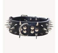 haoyueer Sharp Spiked Studded Dog Collar 2 Inch Width Stylish Leather Dog Collars for Medium & Large Dogs Pitbull,Labrador,Boxer Rottweiler German Shepherd … (M, Black)