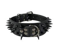 haoyueer Sharp Spiked Studded Dog Collar 2 Inch Width Stylish Leather Dog Collars for Medium & Large Dogs Pitbull,Labrador,Boxer Rottweiler German Shepherd … (S, Black-1)