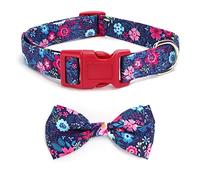 haoyueer Soft Comfy Bowtie Dog Collar,Detachable and Adjustable Bow Tie Collar,for Girl Female Small Medium Large Dogs (L, Red)