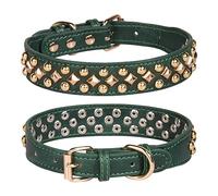 haoyueer Spiked Dog Collar Soft Pu Leather Mushrooms Rivet Spike Studded Dog Collar Adjustable Puppy Collars (XS, Green)