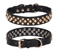 haoyueer Spiked Dog Collar Soft Pu Leather Mushrooms Rivet Spike Studded Dog Collar Adjustable Puppy Collars (S, Black)
