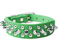 haoyueer Spiked Dog Collar Soft Pu Leather Mushrooms Rivet Spike Studded Puppy Adjustable Cat Collars (S, Green)