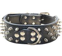 haoyueer Spiked Leather Dog Collar Bullet Rivets Studded 2 Inch Width Stylish Leather Dog Collars for Medium & Large Dogs Pitbull … (XL, Black)