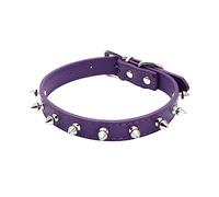 haoyueer Spiked Studded Leather Dog Collar Mushrooms Rivets Cat Collar for Small Medium Dog Cat Puppy Kitty (M, Purple)
