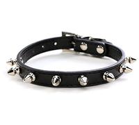 haoyueer Spiked Studded Leather Dog Collar Mushrooms Rivets Cat Collar for Small Medium Dog Cat Puppy Kitty (M, Black)
