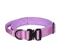 haoyueer Tactical Dog Collar, Adjustable Military Training Nylon Dog Collar with Control Handle and Heavy Metal Buckle for Medium and Large Dogs (M, Purple)