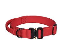 haoyueer Tactical Dog Collar, Adjustable Military Training Nylon Dog Collar with Control Handle and Heavy Metal Buckle for Medium and Large Dogs (M, Red)