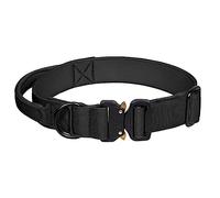 haoyueer Tactical Dog Collar, Adjustable Military Training Nylon Dog Collar with Control Handle and Heavy Metal Buckle for Medium and Large Dogs (L, Black)