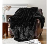HAOYUES Faux Fur Throw Blanket Super Soft Warm Large Blanket Double Layer Blanket Fuzzy Elegant Luxury Fluffy Decoration Blanket Scarf For Bed,Sofa,Couch Home Decor - Black(150×200CM)