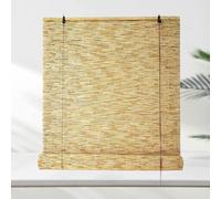 HAOYUES Outdoor Roman Roller Blinds Bamboo Shades, Retro Bamboo Blinds Patio Reed Privacy Shades with Lift, Blackout Cordless Roll-up Windows Curtains 40~160 cm