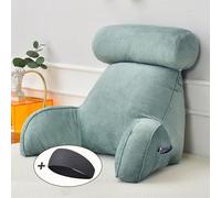 HAOYUES Reading Pillow With Detachable Neck Roll & Higher Support Arm,Soft Back Support Cushion For Sitting In Bed Couch Or Floor,Back Support Cushion Fit For Adult (Color: Blue)