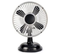 Haoyull Oscillating Mini Fan Retro 2 Speed USB/AA Battery Operated Desk Fan 5.75 Inch Table Fan for Work Office Dorm Table Fan Small Bedroom Home Metal USB Black