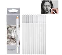 haozaikeji 12Pcs White Charcoal Pencils Set Art Drawing Sketching Pencils Highlight Brush Artists Beginners Student