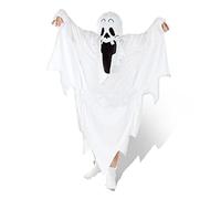 haozaikeji Adult Kids Halloween Ghost Costume One Piece White Ghost Ghoul Fancy Dress with Head Mask Cosplay Role Play Prop for Halloween Party Trick or Treat Costume