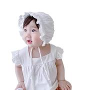 Haozaikeji Baby Girl Eyelet Lace Bonnet Hat for Christening, Baptism - Soft Breathable Sun Cap for Infant Newborn Toddler (2-24 Months)
