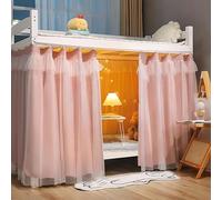 haozaikeji Bunk Bed Bottom Curtain Mid Sleeper Tent Bed Tent Canopy Dustproof Lightproof Pink Blackout Curtain Single Mosquito Net Student Dorm Sleep Privacy Protection Shading Cloth 2mx1.5m