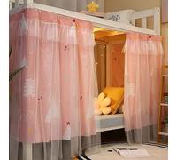 haozaikeji Bunk Bed Bottom Curtains Mid Sleeper Tent Bed Tent Canopy Dustproof Lightproof Pink Blackout Curtain Single Mosquito Nets Student Dorm Sleep Privacy Protection Shading Cloth 2 * 1.35m