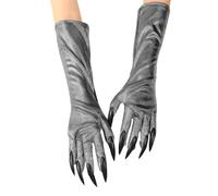 haozaikeji Cat Claw Gloves for Women Ladies Gothic Halloween Costume Funny Long Fingernails Werewolf Vampire Devil Wolf Paw Gloves Fashion Fancy Dress Cosplay Party Props Black Sequin