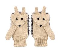 haozaikeji Cute Hedgehog Gloves Women Winter Knitted Mittens Thermal Furry Girls Cute Gloves Thicken Warm Cartoon Animal Mittens Soft Hand Warmer