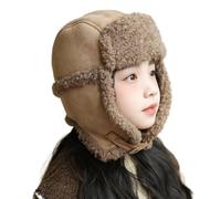 haozaikeji Kids Bomber Russian Hat Winter Warm Trapper Hat with Ear Flaps Thickened Polar Fleece Windproof Thermal Cap for Boys Girls 3-10 Years Old Outdoor Skiing Hiking Cycling Cap Brown
