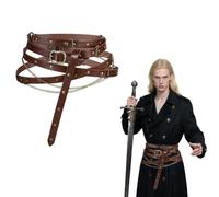 haozaikeji Medieval Vintage Faux Leather Metal Chain Belt Adjustable Thin Waist Belt for Women Men Retro Renaissance Knight Costume Accessories for LARP Cosplay Halloween Party Festival