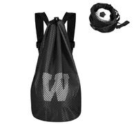 haozaikeji Mesh Ball Bag Black Basketball Soccer Backpack Drawstring Sports Gym Equipment Nylon Adjustable Shoulder Strap Training Fitness Net Storage Bag for Football Volleyball Gear