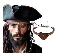 haozaikeji Pirate Eye Patch Leather Medieval Eyepatch Pirate Captain Costume Fancy Dress Eyewear Accessory Viking Cosplay Role Play Eye Cover Vintage Renaissance Design For Halloween Parties