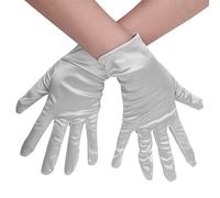haozaikeji Short Satin Gloves for Ladies Wedding Gloves Evening Gloves Women Stretchy Opera Gloves Vintage Victorian Style 1920s Gloves for Bridal Fancy Dress Prom Cheongsam Dress