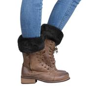 haozaikeji Winter Faux Fur Boot Cuffs for Women Ladies Warm Boot Topper Socks Knit Crochet Leg Warmers Stretch Soft Short Boots Socks Plush Casual for Gift Winter Outdoor 1 Pair