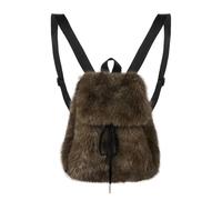 haozaikeji Women Small Faux Fox Fur Backpack Cute Soft Fluffy Drawstring Shoulder Bag Fashion Casual Plush Daypack Outdoor Travel School Bag Christmas Birthday Gifts for Ladies Girls