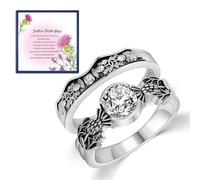 Haoze 2Pcs Couple Rings Scottish Thistle Ring for Women Scottish gifts Scottish Thistle Jewelry Promise Rings Gifts for Women, Metal, stainless steel