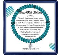 Haoze 60th Birthday Gifts for Women Men, Amethyst Beads Birthday Bracelet for Woman Truning 60 Years Old Jewelry Gift for Women Men Mom Sister Best Friend Wife Boss Birthday Gifts, Stone, Amethyst