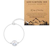 Haoze Baptism Gifts for Teen Mustard Seed Bracelet Climbing Mountain inspirational Bracelet Christian Religious Confirmation Gifts for Women, 6.7inches, Nickel, no gemstone