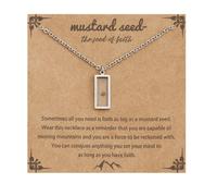 Haoze Mustard Seed Necklace Christian Gifts for Women, Stainless Steel Faith Mustard Seed Necklace Inspirational Christian Religious Jewelry for Women Best Gifts, Middle, Metal, Agate
