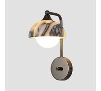 HAOZIWEI Alabaster Sconce with Switch Globe Glass Wall Light Modern Dome Headboard Lamp, Natural Marble Sconces G9 Wall Lighting Fixture for Living Room Bedroom Hotel Kitchen
