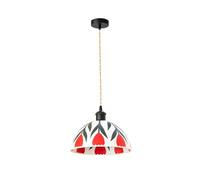 HAOZIWEI Ceramic Pendant Light, Romantic Red Rose Print Dome Shade Chandelier | Modern Dining Room Over Table Hanging Lamp, Art Deco Suspension Lighting Fixtures for Girls Room Bedroom