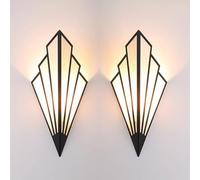 HAOZIWEI Modern Wall Light Indoor Set Of 2, Fabric Shade Triangle Wall Lights, E14 LED Creative Wall Sconces, Bedroom Aisle Living Room And Mirror Wall Lamp Art Deco Lighting Fixture