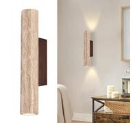 HAOZIWEI Natural Stone Wall Sconce Wabi Sabi Wood Wall Mount Light Up Down Wall Lamp, Travertine Wall Sconces Lighting Fixture G9 Hardwired Lamps for Living Room Bedroom Hallway(28cm)