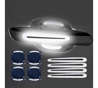 haozong 8Pcs Car Door Handle Protectors for Ford Transit/Tourneo Custom 2023-2024 2025, Carbon Fiber Scratch Protection Sticker Car Door Handle Safety Reflective Strips,White