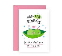 Hap-Pea Birthday Card - Peas in a Pod - Greeting Card - Lovely Gift for Wife, Husband, Gilfriend, Boyfriend, Fiance, Him, Her, Spouse, Babe, Darling, Lovebug, Hun - Comes with Stickers