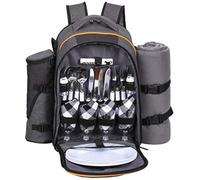 Hap Tim Picnic Backpack for 4 People with Insulated Cooler Compartment, Wine Holder, Fleece Blanket, Cutlery Set, Engagement Gifts for Couples, Bridal Shower Gift, Wedding Gifts (EU-36021)